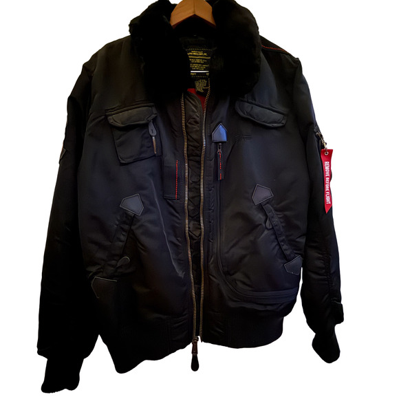 ALPHA INDUSTRIES Bomber B-15 Flight Jacket Fart-Pac Eagles Vintage Coat Sz Large - Picture 1 of 4